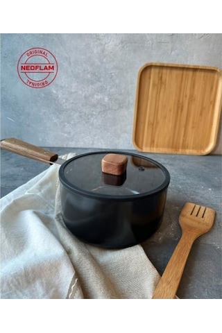0128 D-neobn118 Bıen Alumınyum Dokum Sos Tenceresı Sıyah 18cm