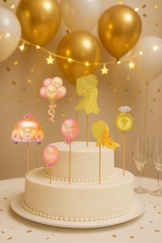 Bride To Be Altın Renkli Gelin Pasta Üstü Figür Süs Seti Düğün Ve Nişan Pastaları İçin