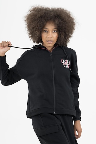 Maraton Sportswear Comfort Kadın Kapşonlu Uzun Kol Basic Siyah Tracktop 22972-siyah Siyah