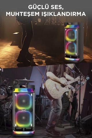 Torima BTS-1989 RGB Karaoke Mikrofonlu Kumandalı Bluetooth Hoparlör