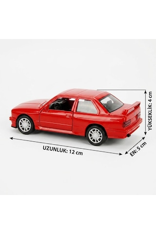 Bmw M3 E30 Işıklı Sesli 1:36 Ölçekli Metal Çek-bırak Mekanizmalı Kapıları Açılabilir Oyuncak Araba Kırmızı
