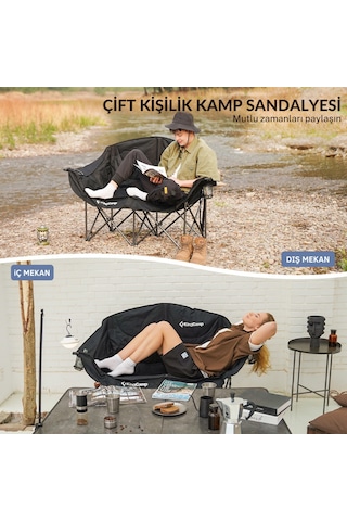 Kingcamp Loveseat Double Çift Kişilik Katlanır Kamp Sandalyesi Black Siyah