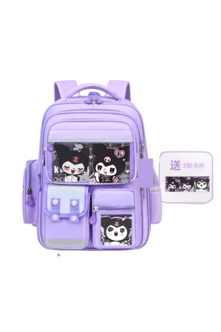 Kuromi İlköğretim Okul Çantası Büyük Kapasiteli Su Geçirmez-mor