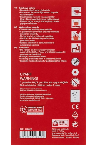 Lexroo Karton Kutu Aquarel Boya Kalemi, 12 Renk Çok Renkli