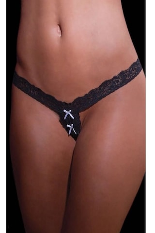 Fantazi Siyah Dantelli String Tanga Seksi Gecelik Iç Giyim