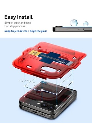 Spigen Caseology Samsung Galaxy Z Flip 6 Cam Ekran Koruyucu Kolay Kurulum Snap Fit 2 Adet - Agl07973