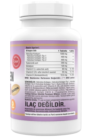 Ncs 180 Tablet Hidrolize Collagen Kolajen Type Tip 1-2-3 Hyal