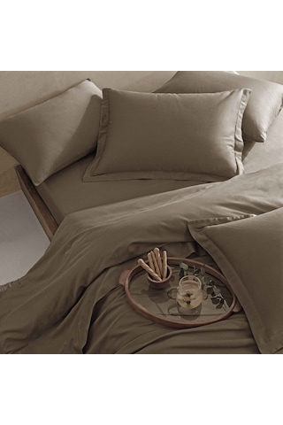 Linens Mix&match Pamuk Saten Queen Size Lastikli Çarşaf Kahve