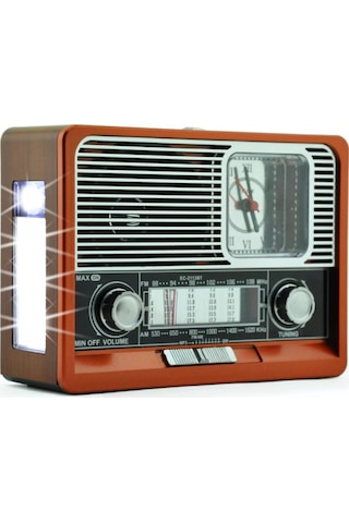 Everton RT-306 Bluetooth Usb/SD/Aux/FM Radyo Saatli Ahşap Nostalji Radyo