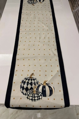 Keten Görünümlü Balkabağı Desenli Runner 40x140 Renkli