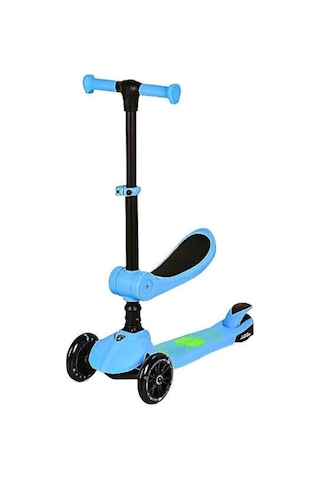 L5 2in1 Mavi Oturaklı Işıklı 3 Tekerlekli Çocuk Scooter Mavi