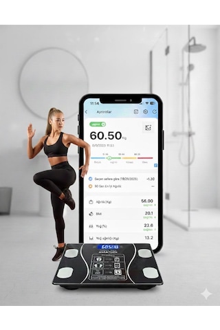 Dijital Baskül Yağ Su Kas Vücut Kitle Endeksi Kilo Ölçer Baskül
