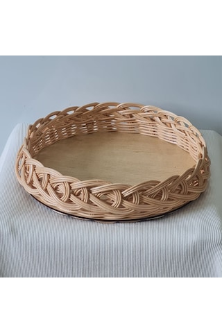 El Yapımı Bambu Rattan Örgü Yuvarlak Dekoratif Tepsi 25cm Ahşap El Yapımı Bambu Rattan Örgü Yuvarlak Dekoratif Tepsi 25cm Ahşap