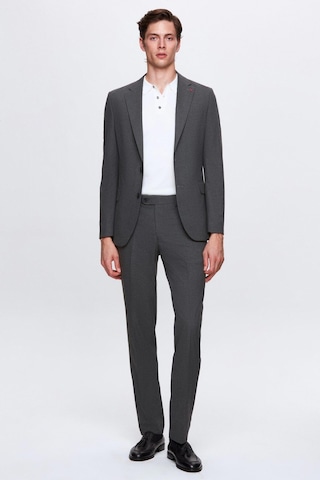 D's Damat Slim Fit Gri Düz Likralı Esnek Mono Yaka Çift Yırtmaçlı Astarlı Takim Elbise Gri