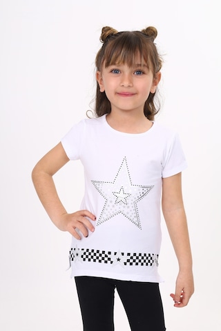 Toontoy Kids Toontoy Kız Çocuk T-shirt Yıldız Baskı Beyaz
