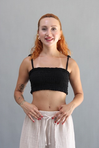 Müslin Gipeli Crop Top Siyah