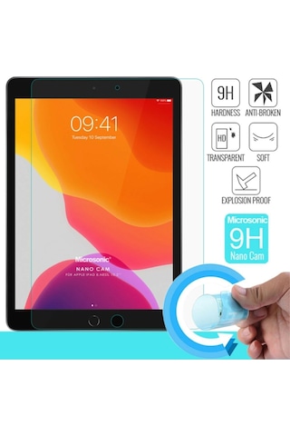 Apple Uyumlu iPad 8. Nesil 10.2 Inç Kırılmaz Nano Ekran Koruyucu Kırılmaz Şeffaf Cam Koruyucu Tam