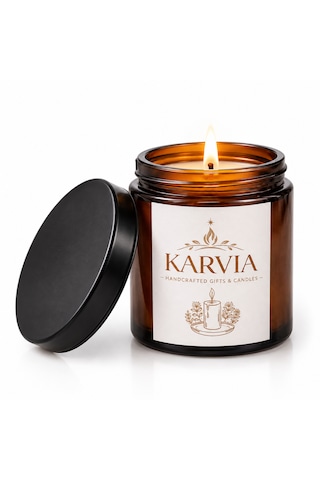 Karvia Kokulu 100 Cc Siyah Amber Cam Kavanoz- El Yapımı 001 - Beyaz