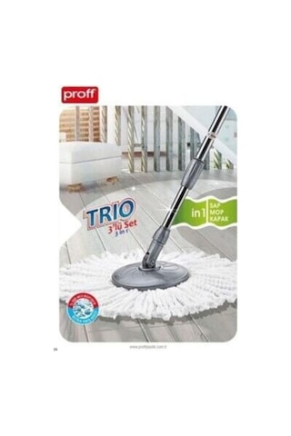 Proff Trio 3'Lü Set Vileda Döner Ucu Sap Aparat Ve Mop Püskülü Yedek Parçası