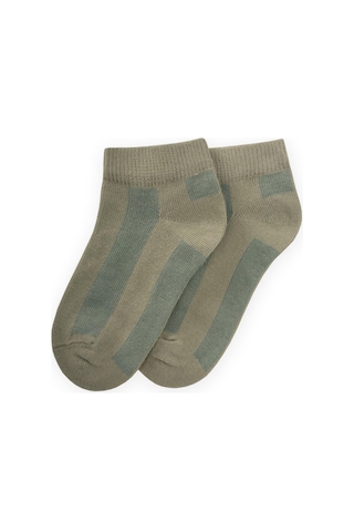 Cigit Kalın Çizgili Çocuk Patik Çorabı 5-12 Yaş Çağla - Haki Yeşil Haki