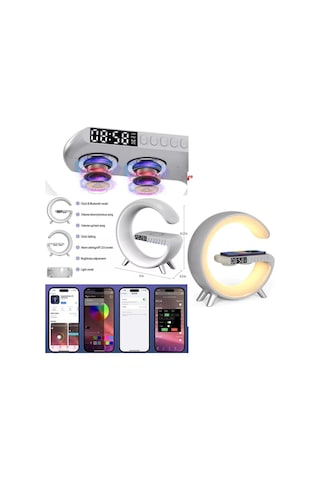 Vilya G Bluetooth Hoparlör 15w Hızlı Şarj Gece Lambası Alarm Özel Asistan Led Ambiance 5in1