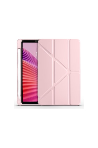 Maks Technology Lenovo Tab One 8.7 Tb-305fu Kılıf Mkst Tri Folding Kalem Bölmeli Standlı Kılıf - Rose Gold Tablet Kılıfı