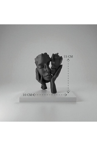 Dekoratif Çift Yüz Heykel Biblo - 15x10 Cm Siyah Modern Biblo