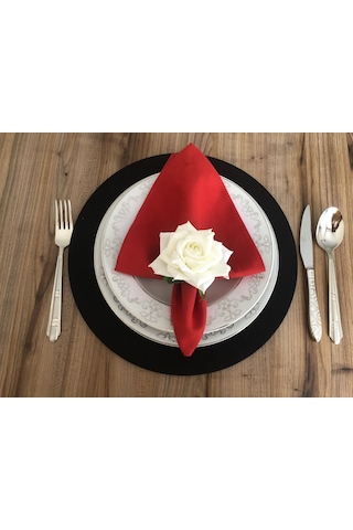 Kırmızı Kumaş Peçete 6 Adet 40x40 Cm Çok Renkli