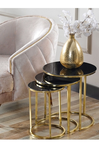 3' Lü Siyah Gold Metal Sehpa