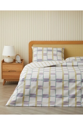 English Home Pop Grid Kolay Ütülenir Tek Kişilik Nevresim Seti 160x220 Cm Lila-yeşil