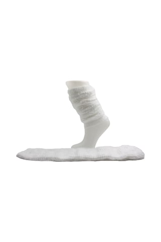 Kadın Kışlık Dizlik Sakallı Tozluk Çorap Beyaz
