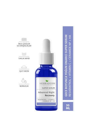Herbaderm Süper Serum Sıkılaştırıcı Aydınlatıcı Onarıcı Gece Serumu 30Ml