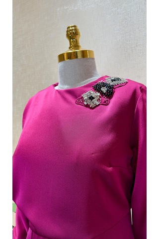 Missemramiss Ms-25yc03e4788-v Vişne Renk Diamond Taşlı Elbise Çok Renkli
