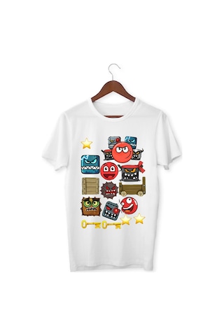 Alpşan Ticaret Red Ball Çocuk Tişörtü Red Ball Beyaz T-shirt Yetişkin Çocuk Tişört Beyaz