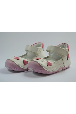 Ozgencshoes Bayrak Deri Beyaz Pembe Ortopedik Ilkadım Kız Bebek Ayakkabı Beyaz