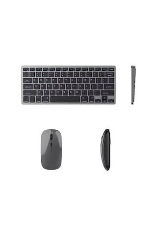 Hubrendy Kablosuz Bluetooth Klavye Mouse Seti Şarjlı Tablet Laptop Uyumlu