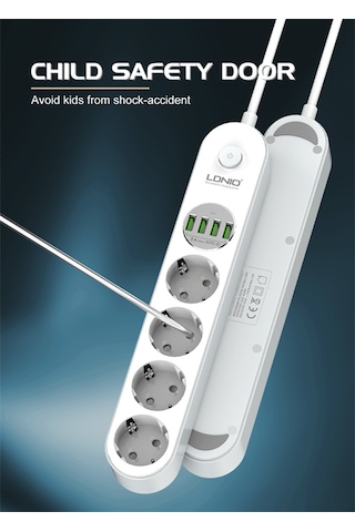 Ldnio Se4432 4xusb Çıkışlı 4'lü Akım Korumalı Priz Beyaz 2 M