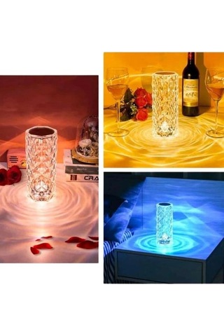 Masa Ve Gece Lambası Şık Ve Dayanıklı Sensörlü Şarjlı Kristal Lamba Çok Renkli 96241791