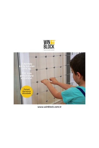 ORTA BOY - WINBLOCK Çocuklar için Pencere Çelik Güvenlik Ağı – Ye