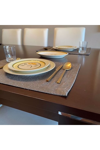 Alesta Home Gri Düz 6'lı Amerikan Servis 50x35cm Gri