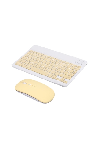 Kangvka Sarı 10 İnç Bt Klavye-fare Seti: 78 Tuşlu Şarj Edilebilir İnce Klavye, 3 Seviye Dpı Fare, Çoklu Sisteme Uyumlu Fare İçin Pil Dahil Değil Diğer