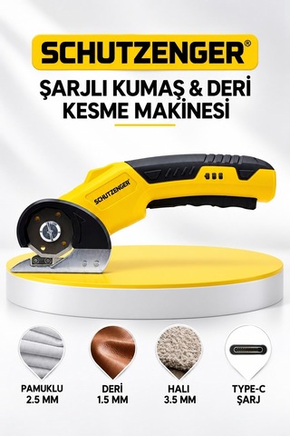 Type-c Şarjlı Kumaş Deri Kesme Makası Profesyonel Hızlı Kesim German Sarı Sp15