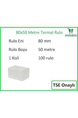 80x50 Metre Termal Yazarkasa Ve Adisyon Rulosu 100 Adet