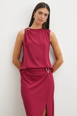 Uterpe Omuz Tokalı Saten Bluz Bordo
