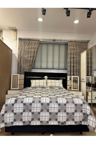 Nivemeshome Kahve Desenli 160x230 Tek Pike Örtüsü Tek Kişilik Kahve