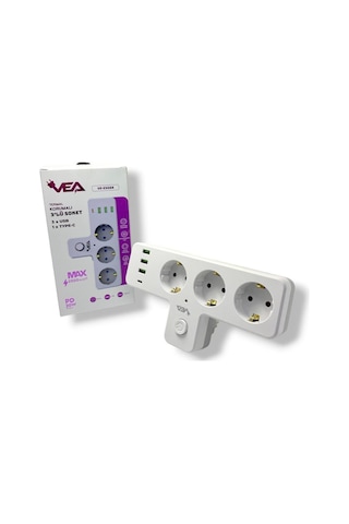 Vea Ve-23088 3 Soketli 3xusb+type-c Çocuk Ve Termal Korumalı Anahtarlı Priz kablosuz