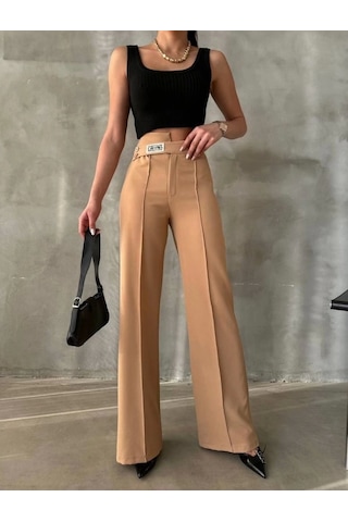 Defymoda Dreams Etiketli Palazzo Pantolon - Bej Bej