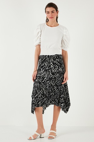 Lela Desenli Volanlı Midi Boy Bayan Etek 5869010 Zebra