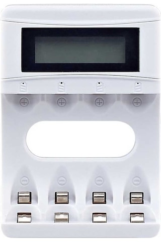 Novahub 4 Yuvalı Hızlı Şarj Cihazı - Aa/aaa Pil Şarj Aleti, Lcd Ekranlı, Usb 2a, Beyaz, Kısa Pil İçin Uygun
