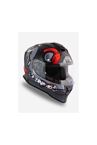 Dinamo Fishuga Siyah-kırmızı-gri Kask C2 Mat Siyah